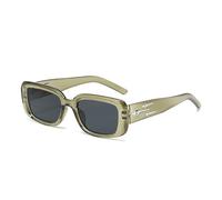 HYYZZC Gafas de sol pequeñas estilo retro para mujer, estilo ojo de gatito, a la moda, con espejo colorido, para hombre, estilo punk, deportivas, color verde transparente.