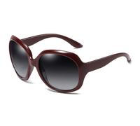 HYYZZC Gafas de sol polarizadas redondas de gran tamaño para mujer, elegantes y a la moda, de plástico, con protección UV400, color rojo y gris.