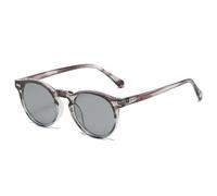 HYYZZC Gafas de sol polarizadas redondas retro para mujer, con remaches decorativos, UV400, estilo punk, color verde oscuro, con rayas grises, talla única.