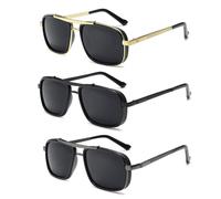 HYYZZC Gafas de sol punk para hombre, con protección UV400 y doble haz, color verde oscuro