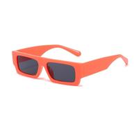 HYYZZC Gafas de sol rectangulares de moda para mujer, estilo vintage con estampado de leopardo, color verde oscuro, cuadradas y planas, con protección UV400, color naranja y gris, talla única.
