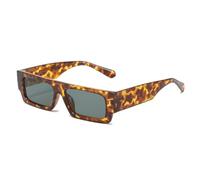 HYYZZC Gafas de sol rectangulares de moda para mujer, estilo vintage con estampado de leopardo, color verde oscuro, cuadradas y planas para hombre, con protección UV400, color leopardo, talla única.