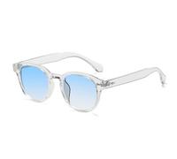 HYYZZC Gafas de sol redondas retro de calidad para mujer, con remaches decorativos, UV400, estilo punk, con estampado de leopardo, color azul transparente.