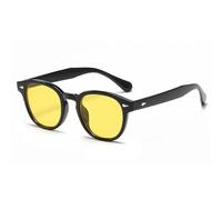 HYYZZC Gafas de sol redondas retro de calidad para mujer, con remaches decorativos, UV400, estilo punk, con estampado de leopardo, color negro y amarillo.