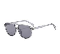 HYYZZC Gafas de sol retro con remaches y doble puente para hombre, modernas, en tonos azul y naranja, con protección UV400, de lujo, color gris claro, talla única.