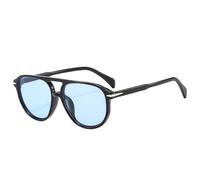 HYYZZC Gafas de sol retro con remaches y doble puente para hombre, modernas, en tonos azul y naranja, con protección UV400, de lujo, para mujer, color negro y azul, talla única.