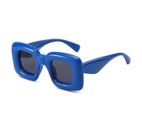 HYYZZC Gafas de sol retro de lujo para mujer, color caramelo, modernas, únicas, con patas anchas, estilo punk, con protección UV400, color azul grisáceo, talla única.