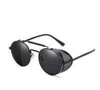 HYYZZC Gafas de sol retro de metal polarizadas estilo punk steampunk para mujer y hombre, gafas de sol vintage para ir de compras, viajar, playa, fiestas y ciclismo, color rojo, talla única