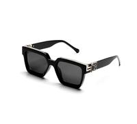 HYYZZC Gafas de sol retro negras para hombre y mujer, color dorado medio y negro, 1 unidad