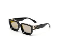 HYYZZC Gafas de sol retro negras para hombre y mujer, pequeñas con reflejo dorado, 1 unidad