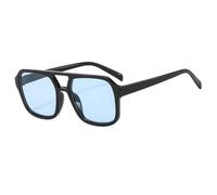 HYYZZC Gafas de sol retro unisex con montura grande y estilo Ins, gafas de sol de moda con montura negra, negras, azules, de una pieza.