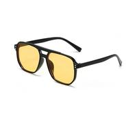 HYYZZC Gafas de sol retro unisex con montura grande y estilo Ins, gafas de sol de moda con montura negra, amarillas, de una pieza.