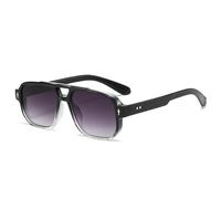 HYYZZC Gafas de sol vintage de doble puente para hombre, modernas, con lentes color verde océano y UV400, con remaches de tendencia para mujer, en degradado negro y gris.