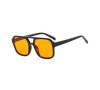 HYYZZC Gafas de sol vintage de gran tamaño para mujer, gafas de sol retro con montura grande, gafas de estilo negro y amarillo para mujer, B