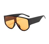 HYYZZC Gafas de sol vintage de gran tamaño, redondas, de una pieza, a la moda, coloridas, para hombre y mujer, color negro y naranja, talla única.
