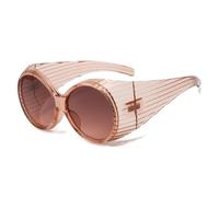 HYYZZC Gafas de sol vintage ovaladas de gran tamaño para mujer, con degradado, UV400, estilo punk, color rosa champán, talla única.