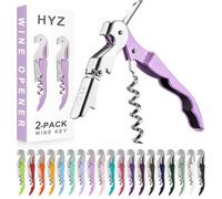 HYZ Paquete de 2 sacacorchos para camarero, llave de vino profesional para meseros, camarero con cortador de aluminio, abridor manual de botellas de vino con doble bisagra (Lilac)