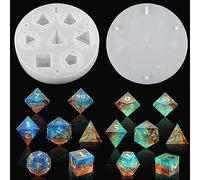 HyzaPhix Molde de Resina de Dados de 7 Formas, Silicona Poliédrica para DND, Fundición de Joyas y Fabricación de Dados Hechos a Mano