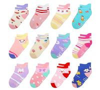 HYzgb Juego de 12 calcetines antideslizantes para bebé con asas 1-7 años, multi colores, regalo para bebés niños niñas, 1-3 años