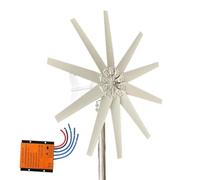 HYZHANHONG 12V, Generador de turbinas eólicas de Eje Vertical de 10000W, Kit de Motor de 10 aspas 12V/24V/48V/220V para Carga de energía eólica (con Controlador MPPT)