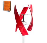 HYZHANHONG 24V, Kit de Generador Eólico Vertical de 10000W 12V-220V, Generador de Turbina Eólica de Eje Vertical Maglev de 3 Palas con Controlador para Energía Industrial y Doméstica (Rojo)