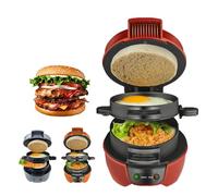 HYZHANHONG Mini Sandwichera de Desayuno, Prensa de Hamburguesas Multifuncional, Recubrimiento Antiadherente Panqueques, Croissants, Mini Waffles (Rojo)