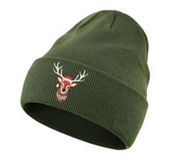 HYZMSZA Gorro de Punto con Renos Bordados, Gorro de Navidad Inverno Caldo Mujer Hombre, Regalos Navideño (FR/ES, Números, 56, 62, Estándar, Verde)