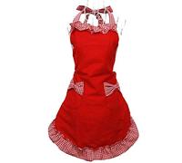 Hyzrz - Delantal, diseño Retro con pequeños Volantes, Color Rojo