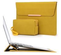 HYZUO 13,3-14 Pulgadas Funda para Portátil con Soporte para MacBook Pro 14 M5/M4/M3/M2/M1 2026-2021, MacBook Air/Pro 13,3, 13,8-13,5 Surface Laptop, HP Spectre X360 13/14, Envy 13, Amarillo Oliva
