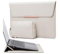 HYZUO 13,3-14 Pulgadas Funda para Portátil con Soporte para MacBook Pro 14 M5/M4/M3/M2/M1 2026-2021, MacBook Air/Pro 13,3, 13,8-13,5 Surface Laptop, HP Spectre X360 13/14, Envy 13, Beige(Sonriente)