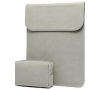 HYZUO 13,3-14 Pulgadas Funda para Portátil para MacBook Pro 14 M5/M4/M3/M2/M1 Pro/MAX 2026-2021, 13,3" MacBook Air/Pro, 13,5-13,8 Surface Laptop, HP Envy 13, Piel Sintética con Bolsa, Gris Claro