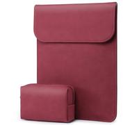 HYZUO 13,3-14 Pulgadas Funda para Portátil para MacBook Pro 14 M5/M4/M3/M2/M1 Pro/MAX 2026-2021, 13,3" MacBook Air/Pro, 13,5-13,8 Surface Laptop, HP Envy 13, Piel Sintética con Bolsa, Vino Rojo