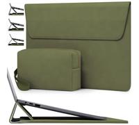 HYZUO 13" Funda para Portátil con Soporte Ajustable, Verde Oliva | para MacBook Air 13 M5 A3449 M4 M3 M2 M1 2026-2018, 13" MacBook Neo 2026, MacBook Pro 13 M2 M1 2026-2016, Surface Pro, XPS 13