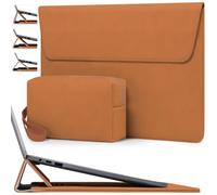 HYZUO 15-16 Pulgadas Funda Bolsa Portátil con Soporte Ajustable para MacBook Pro 16 M5/M4/M3/M2/M1 A3428 A3429 2026-2019, XPS 15, MacBook Pro 15 2015-2012, HP Envy 15,6, Marrón