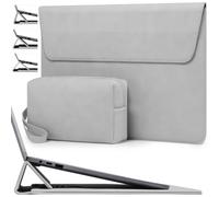 HYZUO 15-16 Pulgadas Funda Bolsa Portátil con Soporte Ajustable para MacBook Pro 16 M5/M4/M3/M2/M1 A3428 A3429 2026-2019, XPS 15, MacBook Pro 15 2015-2012, HP Envy 15,6, Gris Claro