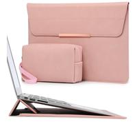 HYZUO 15-16 Pulgadas Funda para Portátil con Soporte para MacBook Pro 16 M4/M3/M2/M1 2025-2019, MacBook Pro 15 2015-2012, XPS 15, Samsung Galaxy Book 15, con Bolsa Pequeña, Rosa(Sonriente)