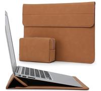 HYZUO 15 Pulgadas Funda para Portátiles con Soporte para MacBook Air 15 M4 A3241 M3 A3114 M2 A2941 2025-2023, 15 Surface Laptop 7/6/5/4, MacBook Pro 15 A1990 A1707 2019-2016, con Bolsa Pequeña, Marrón
