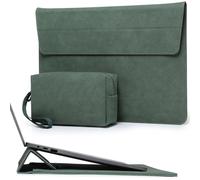 HYZUO 15 Pulgadas Funda Protectora Portátil con Soporte Ajustable para MacBook Air 15 M4 A3241 M3 A3114 M2 2025-2023, MacBook Pro 15, 15" Surface Laptop 7/6/5/4, con Bolsa Pequeña, Verde Medianoche
