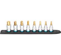 Hazet Smart-Rail 986-SR/8, Parte inferior magnética con 8 llaves de vaso, accionamiento: cuadrado 12,5 mm (1/2 pulg), salida: Perfil hexagonal, Carril de plástico para llaves de vaso