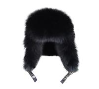 HZ Mart 2024 Casual cálido Suave Rusia Hombres Real Piel de Zorro Bombardero Gorras Nuevo Invierno Hombre auténtico Sombrero de Piel de Zorro 100% Gorra de Cuero Real Natural(Sliver Blue)