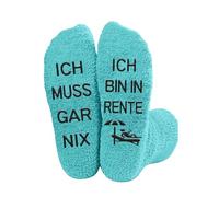HZAOPZE 1 par Regalo de jubilación para mujer, regalos divertidos para mujeres con texto en alemán "I'm in pension I have to do Nothing Socks Retirement Gift Woman Cuddly Farewell Gift
