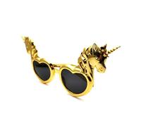 HZAOPZE 1 Pieza Gafas de Amor de unicornio Gafas Divertidas Creativas Gafas de Sol de Fiesta novedosas, Gafas con Forma de Mano para Despedida de Soltero, Oro
