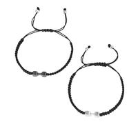 HZAOPZE 2 pcs Pulsera Trenzada con Mancuernas para Hombre Pulsera Inspirada en Fitness Pulsera Ajustable para Hombres y Mujeres Deportes Fitness Entrenador Personal Regalo, Negro y Plata