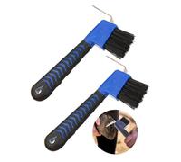 HZAOPZE 2 pcs Rasqueta para caballos, burro, cabra, pezuña, con cepillo extra estable y mango ergonómico, Diseño de textura antideslizante