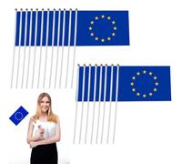 HZAOPZE 20 pcs Bandera Unión Europea Stick,Unión Europea Mini Bandera portátil,Bandera UE,Pequeña Bandera UE,Mini Bandera UE,para Celebraciones Nacionales y del Día de los Caídos,14 X 21cm