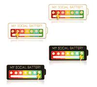 HZAOPZE 4 pcs Social Battery Pin, Divertido Broche para el Estado ánimo Social para 7 días, Agujas de Humor Interactivas Broches Insignias Ansiedad interactivos para Salud Mental, Blanco y Negro