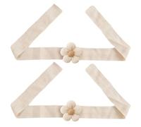 HZAOPZE Cortina de Lino Hebilla de Cuerda, Hebilla Cortina Decorativa de Flores, 2 pcs Elegantes Correas Girasol para Cortina, Accesorio Ideal para Decorar y Fijar Las Cortinas en Hogar - Beige