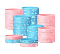 HZAOPZE Sexo Pulsera Revelación, 24 pcs Conjunto Juego Revelación de Género, Pulseras Revelación de Genero de Silicona Pulsera Team Boy Team Girl Materiales Comunión Bautizo(Rosa y Azul)