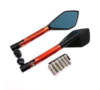 HZBHD Espejos Retrovisores Laterales De Aluminio CNC para Motocicleta De 8 Mm Y 10 Mm para Yamaha XJR1300 XJ6 Vmax MT01 MT-03 TDM 900 FZ1 FZ6 YBR Espejo de visión(Naranja)