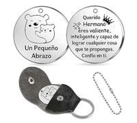 HZBLAZ Hermano Bolsillo Abrazo Seña Inspirador Cumpleaños Recuerdo Doble Cara Grabado Apreciar Regalos Cuero Hombre Llaveros Pequeño Abrazo Alentar Graduado Cumpleaños Navidad DIY Bolso Accesorio